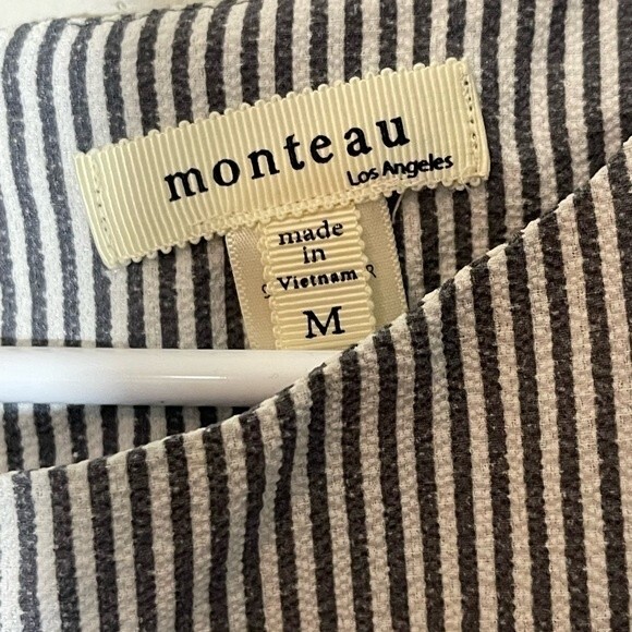 Monteau Size Medium Striped Ruffle Sleeve Blouse - Picture 3 of 10